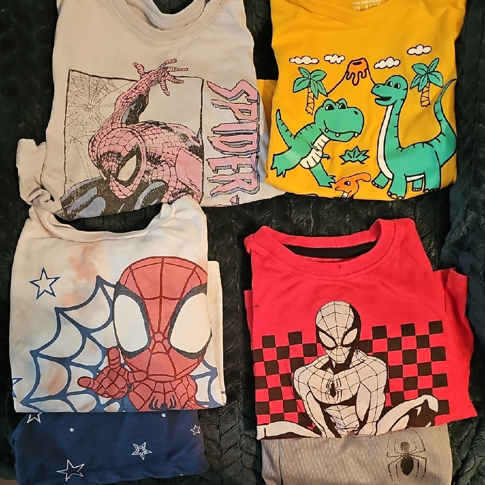 Kids Superhero and Dinosaur Pajama Tops Set